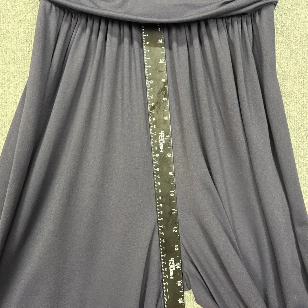 Susana Monaco Jumpsuit Womens Large Navy Blue Tie Shoulder V-Neck Wide Leg - Picture 8 of 11